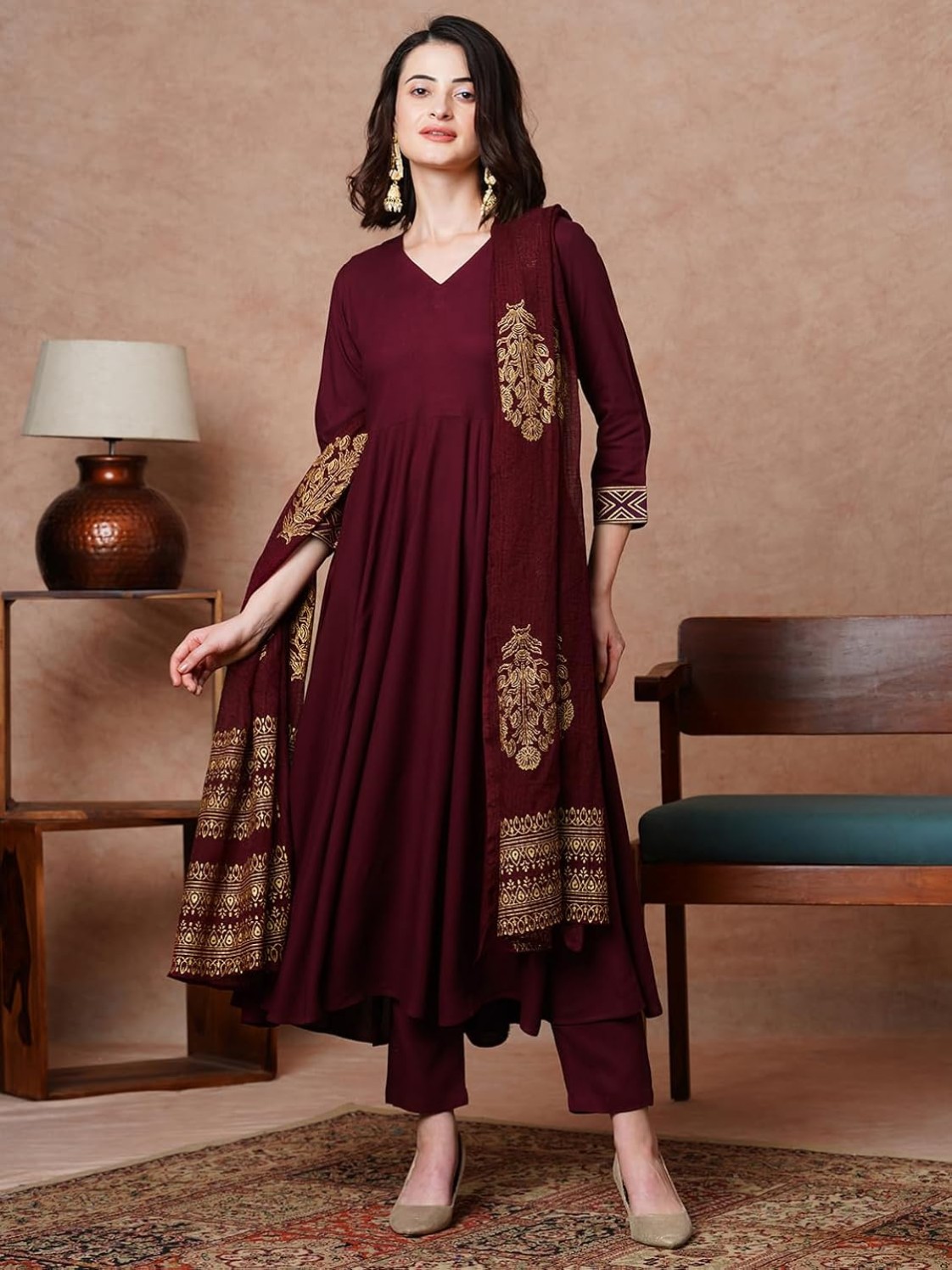 Anarkali Kurta with Pant & Dupatta