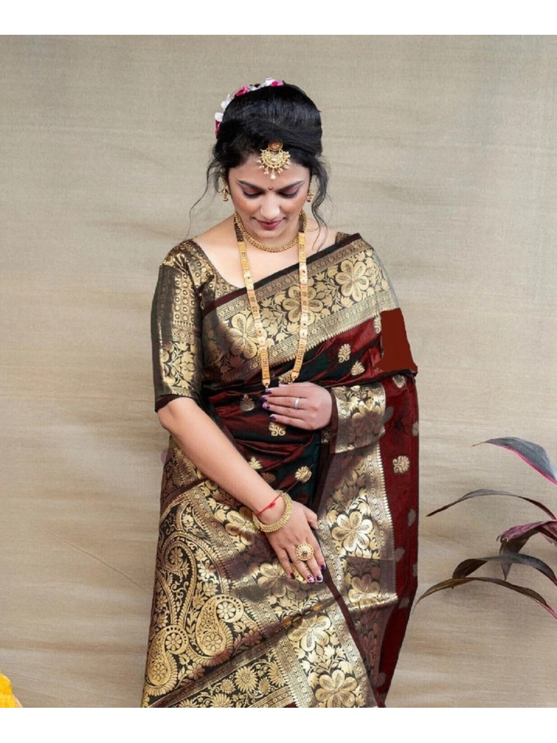 Silk Saree For Wedding Banarasi Style Sari With Blouse